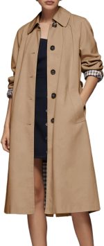 Women Trench Coat Long Single Breasted Lightweight Spring Coat Classic Mid Length Jacket for Work Casual Travel
