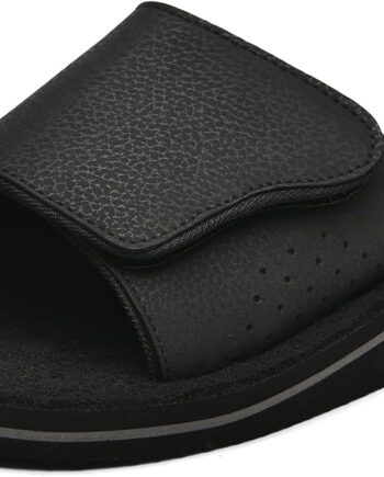 Men's Fuzzy House Slippers With Arch Support Indoor Outdoor House Shoes Heel Cup Slides with Soft Cushion Footbed