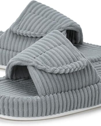Women Orthopedic Arch Support Slippers House Slippers for Women Adjustable Memory Foam Open Toe Indoor Bedroom Shoes Slide