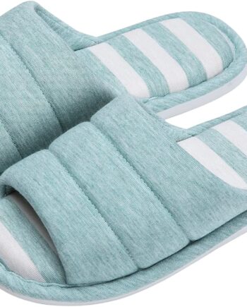 Open Toe House Slippers for Women Men Soft Cotton Indoor Shoes Memory Foam Slip On bedroom Slippers