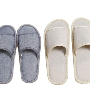 6 Pair of Open Toe Breathable Slippers,Solid Color Casual Slippers,Spa Slippers for Guests, Hotel, Travel, Unisex Universal Size Washable (3 beige medium size+3 gray large size)
