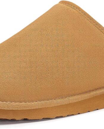 Men's Winter Genuine Leather Slippers: Comfortable Memory Foam & Suede Materials | Warm Fleece Lining | Suitable for Indoor & Outdoor Wear (Sizes: 7-14)