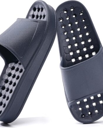 Unisex Shower Slides — Massaging Sandals with Drainage Holes — Soft, Cushioned, & Non-Slip — Comfortable Thick Sole — Quick-Drying Footwear for Gym, Bathroom, & Spa Use