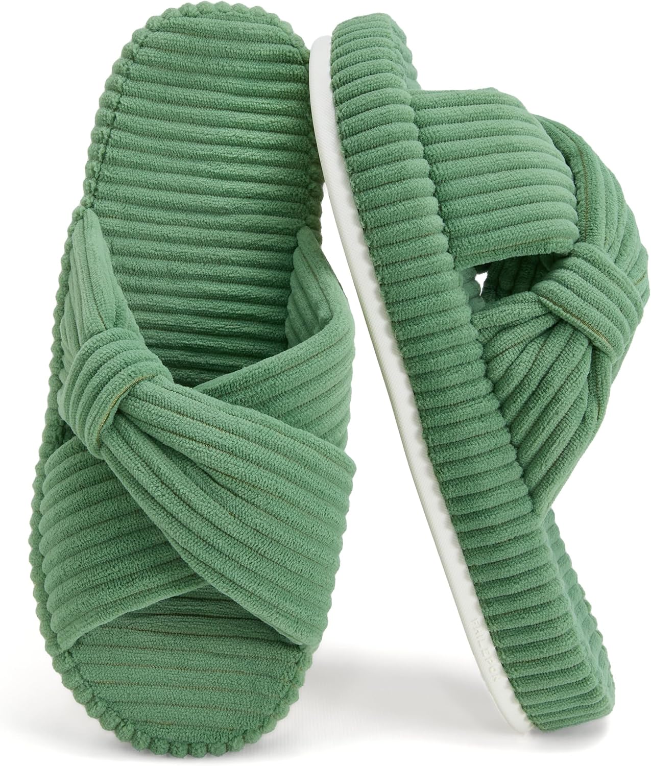 Women House Slippers Corduroy Indoor Slippers Memory Foam Bedroom Open Toe Slippers Cross Band House Shoes