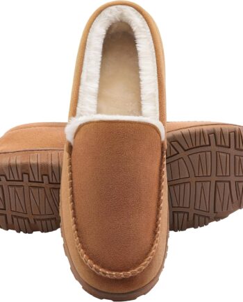 Men's Indoor/Outdoor Slippers – Warm, Soft Plush Lining, Memory Foam House Shoes, Comfortable Bedroom Moccasins, Non-Slip Design